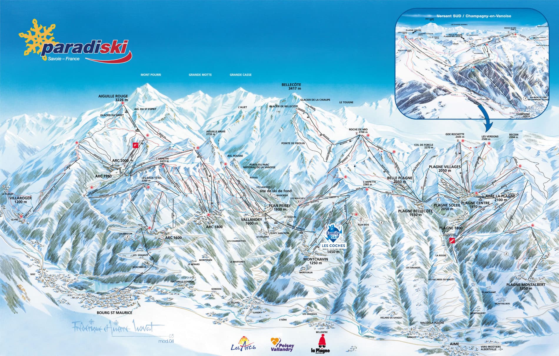 Family Ski Holidays In Paradiski Les Coches The French Alps   Les Coches Piste Map 